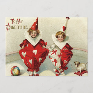 Clown Kinderen Hond Bal Hart Trouwkaart Kaart