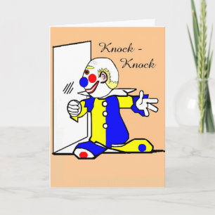 Clown Knock-Knock Joke Verjaardag Wenskaart Kaart