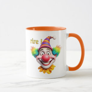 Clown lachend met een grote glimlach en kleurrijk mok