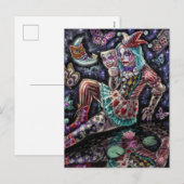 Clown met masker feestdagenkaart (Voorkant / Achterkant)