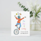 Clown op een eenwieler briefkaart (Staand voorkant)