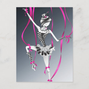 Clown Poppen Roze Lintjes Ansichtkaart Briefkaart