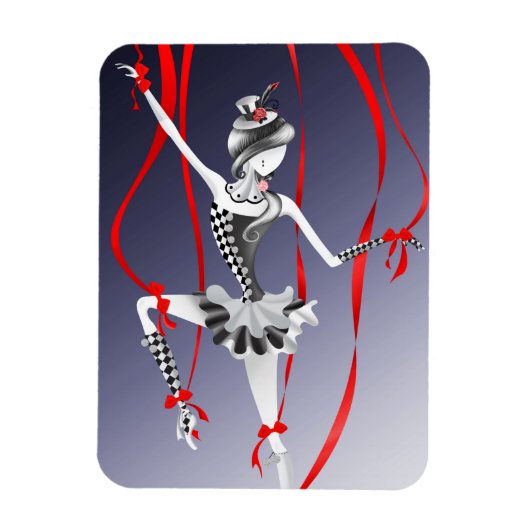Clown Puppet Ballerina Red Ribbon Fridge Magnet Magneet (Verticaal)