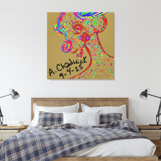 Clown Reindeer Canvas Print (Insitu (Slaapkamer))