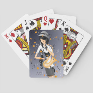 Clown Saxophoniste Cartes à Jouer Jaune & Gris