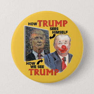 Clown Trump Ronde Button 7,6 Cm