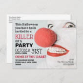 Clown tueur, Invitation de la fête d'Halloween (Devant / Derrière)