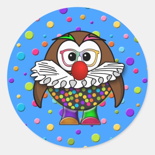 clown uil ronde sticker (Voorkant)