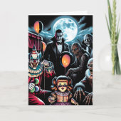 Clown, Vampire en Zombie Halloween kleurplaat Kaart (Voorkant)