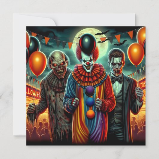 Clown, Vampire en Zombie Halloween Party (Voorkant)