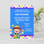 Clown Verjaardag Uitnodiging (Staand voorkant)