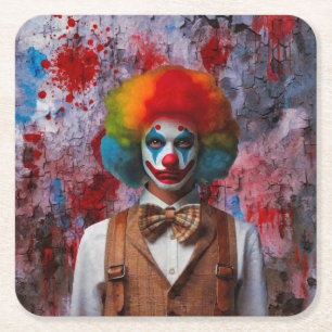 clown vierkante kartonnen onderzetter