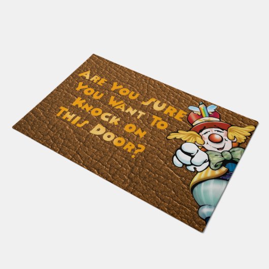 Clown vraagt of je wilt kloppen? grappig deurmat (Schuin)