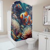 Clownfish Coral Reef Art Douchegordijn (In situ)