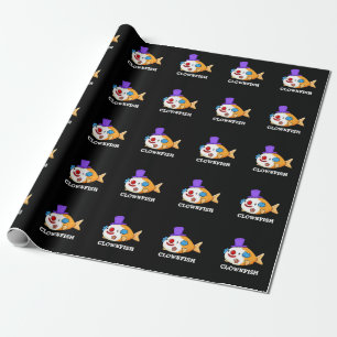 Clownfish Funny Animal Fish Pun Dark BG Cadeaupapier