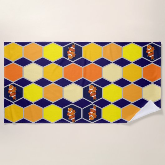 Clownfish Hand getrokken kunst Strandlaken (Voorkant)