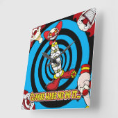Clowns Made Me Do It! Blue BG Wall Clock Vierkante Klok (Hoek)