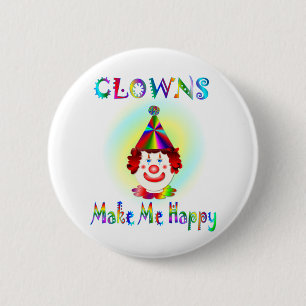 Clowns maken me gelukkig ronde button 5,7 cm