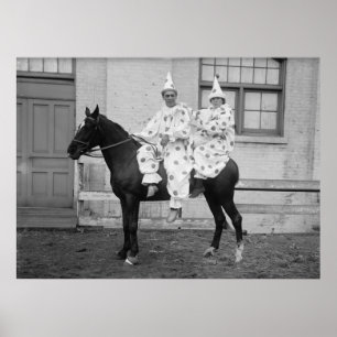 Clowns op een paard poster