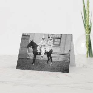 Clowns op een paard, verjaardag kaart