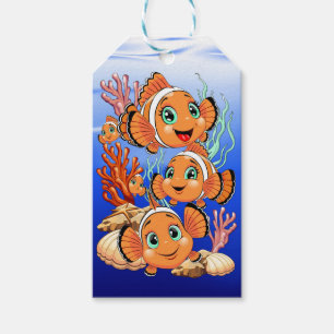 Clownvis Cartoon leuk Familie Onderwater Cadeaulabel