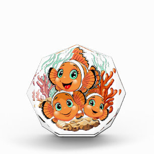 Clownvis Cartoon leuk Familie Onderwater Fotoblokken
