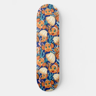 Clownvis Cartoon leuk Familie Onderwater Skateboard