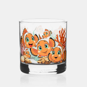 Clownvis Cartoon leuk Familie Onderwater Whisky Glas