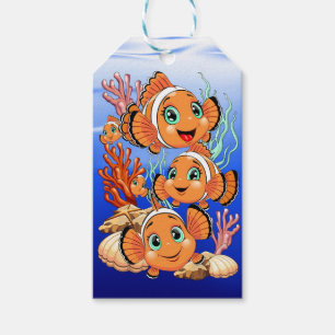 Clownvis Cartoon lief Familie Onderwater Cadeaulabel