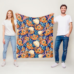 Clownvis Cartoon lief Familie Onderwater Fleece Deken