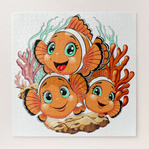 Clownvis Cartoon lief Familie Onderwater Legpuzzel