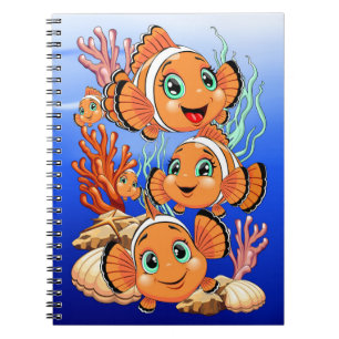 Clownvis Cartoon lief Familie Onderwater Notitieboek