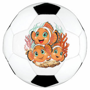Clownvis Cartoon lief Familie Onderwater Voetbal