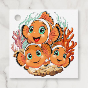 Clownvis Cartoontje schattig Familie Onderwater Bedankjes Labels