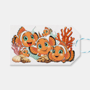 Clownvis Cartoontje schattig Familie Onderwater Cadeaulabel