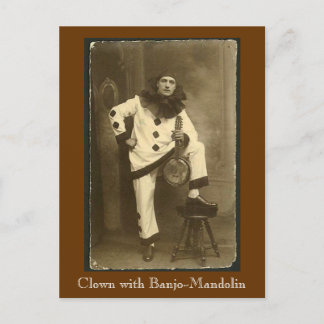 clownwbanjomando, beddengoed met Banjo-Mandolin Briefkaart