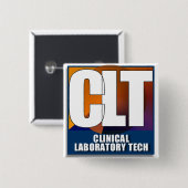 CLT LOGO - KLINISCHE LABORATORIUMTECH VIERKANTE BUTTON 5,1 CM (Voorkant /achterkant)