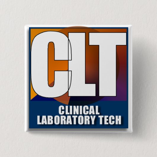 CLT LOGO - KLINISCHE LABORATORIUMTECH VIERKANTE BUTTON 5,1 CM (Voorkant)