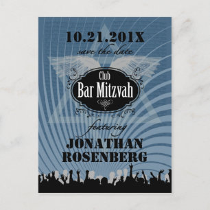 Club Bar Mitswa Navy Blue Bewaar de datum Aankondigingskaart