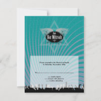Club Bar Mitzvah Navy Blauwgroen RSVP Reply Kaart