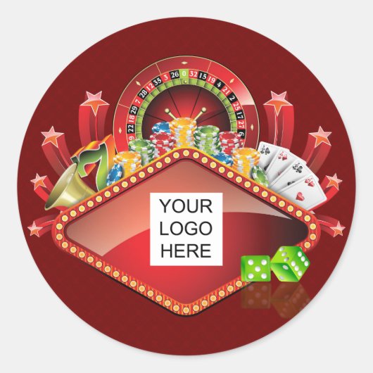 Club Casino Nacht Ronde Sticker (Voorkant)