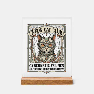 Club de chat néon Chat Cyberpunk Vintage Art vecto