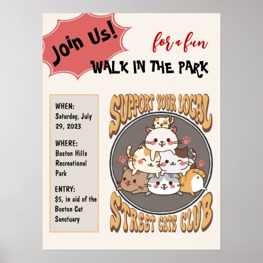 Club de chats de rue affiche personnalisée (Devant)