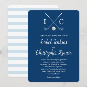Club de golf Blue Monogram Faire-part de mariage