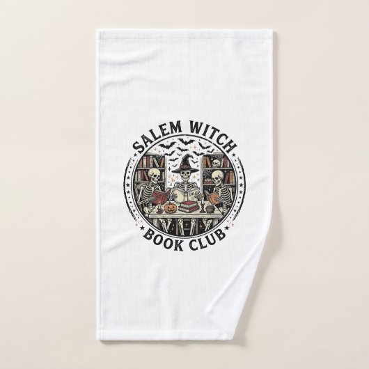 Club de lecture de Salem Witch Livre Squelette Vin (Serviette à main)
