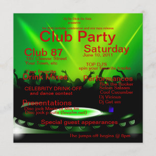 Club DJ Party Invitation Kaart