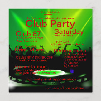 Club DJ Party Invitation Kaart