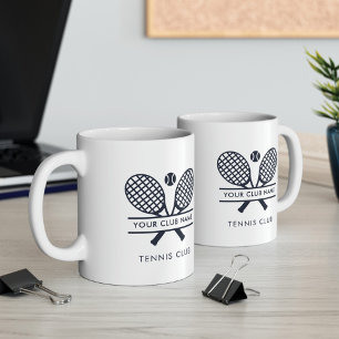 Club Name Tennis Team Navy Blue Logo Custom Koffiemok