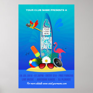 Club Summer Beach Party voegt reclame voor logo to Poster