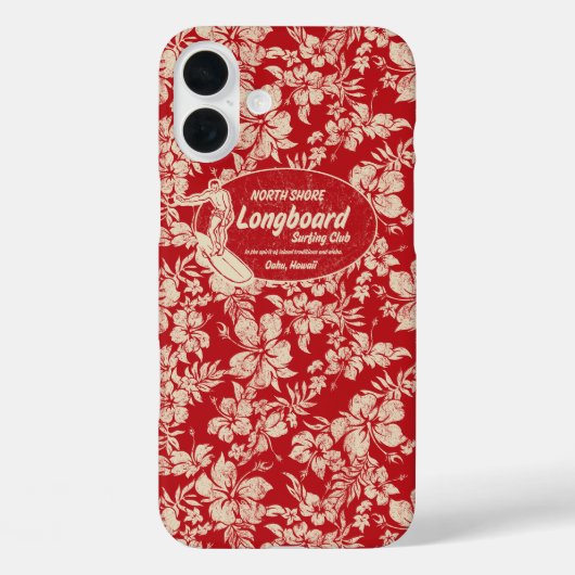 Club Surfing Longboard Hibiscus Hawaiian Red Case-Mate iPhone Case (Achterkant)